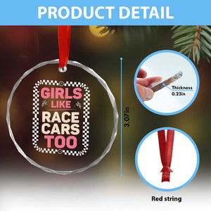 Racing Girl Crystal Glass Ornament Girls Like Race Cars Too TS14 Print Your Wear