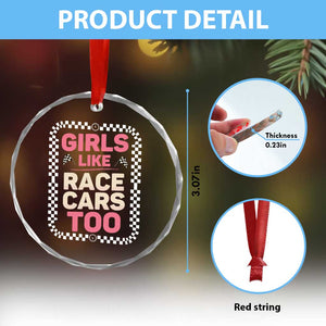 Racing Girl Crystal Glass Ornament Girls Like Race Cars Too TS14 Print Your Wear