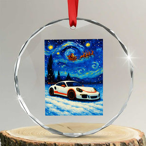 Racing Sports Car Crystal Glass Ornament Starry Night Racing Silhouette TS14 Transparent Glass 3'' Circle Print Your Wear
