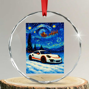 Racing Sports Car Crystal Glass Ornament Porsche 911 Starry Night Racing Silhouette TS14 Transparent Glass 3'' Circle Print Your Wear