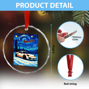 Racing Sports Car Crystal Glass Ornament Porsche 911 Starry Night Racing Silhouette TS14 Print Your Wear