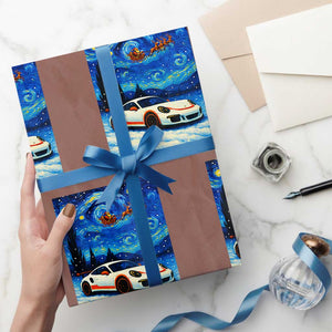 Racing Sports Car Wrapping Paper Roll Starry Night Racing Silhouette TS14 Mocha Print Your Wear