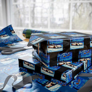 Racing Sports Car Wrapping Paper Roll Starry Night Racing Silhouette TS14 Black Print Your Wear