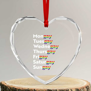 Rainbow Days Of The Week Mongay Tuesgay Heart Crystal Glass Ornament Funny LGBT Pride Month TS12 Transparent Glass 3'' Heart Print Your Wear