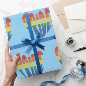 Rainbow Heart Pride Wrapping Paper Roll LGBTQ Support Graphic TS12 Light Blue Print Your Wear