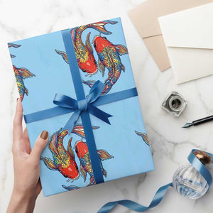 Rainbow Koi Fish LGBTQ Pride Wrapping Paper Roll Colorful Japanese Carp