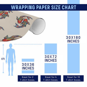 Rainbow Koi Fish LGBTQ Pride Wrapping Paper Roll Colorful Japanese Carp