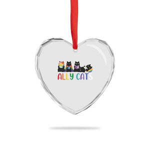 Rainbow Pride Ally Cats Heart Crystal Glass Ornament LGBTQ Inclusion Cat Lover Gift TS14 Print Your Wear