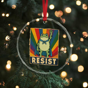 Rainbow Resist Frog Crystal Glass Ornament Portland Pride and Protest Resistance - Print Your Wear