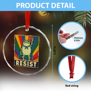 Rainbow Resist Frog Crystal Glass Ornament Portland Pride and Protest Resistance - Print Your Wear