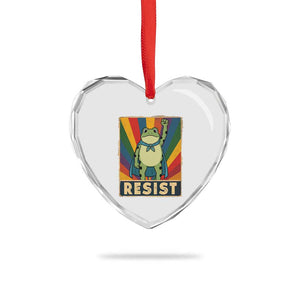 Rainbow Resist Frog Heart Crystal Glass Ornament Portland Pride and Protest Resistance TS02 Print Your Wear