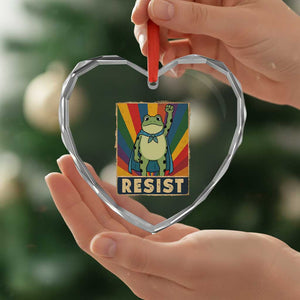 Rainbow Resist Frog Heart Crystal Glass Ornament Portland Pride and Protest Resistance TS02 Print Your Wear