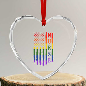 Rainbow RN Ally Pride Month Heart Crystal Glass Ornament LGBTQ Healthcare Worker TS12 Transparent Glass 3'' Heart Print Your Wear