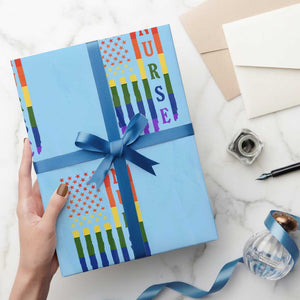 Rainbow RN Ally Pride Month Wrapping Paper Roll LGBTQ Healthcare Worker TS12 Light Blue Print Your Wear