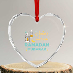 Ramadan Mubarak Muslim Heart Crystal Glass Ornament TS02 Transparent Glass 3'' Heart Print Your Wear