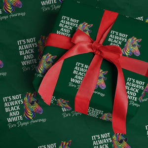 Rare Disease Awareness Wrapping Paper Roll It Is Not Always Black And White Colorful Zebra TS11 Green Print Your Wear