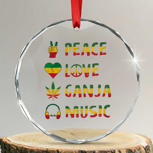 Rasta Weed Crystal Glass Ornament Peace Love Ganja Marijuana Cannabis Reggae Music TS10 Transparent Glass 3'' Circle Print Your Wear