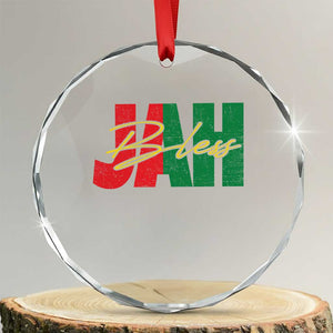 Rastafarian Jah Bless Crystal Glass Ornament Retro Reggae Rastafari Jamaica Rasta TS10 Transparent Glass 3'' Circle Print Your Wear