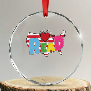 Read Lover America Map Crystal Glass Ornament National Reading Month Bookish Book Lovers TS02 Transparent Glass 3'' Circle Print Your Wear