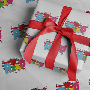 Read Lover America Map Wrapping Paper Roll National Reading Month Bookish Book Lovers TS02 White Print Your Wear