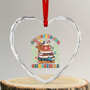 Reading Christmas Heart Crystal Glass Ornament All Booked For Xmas Books and Cocoa Lover TS02 Transparent Glass 3'' Heart Print Your Wear