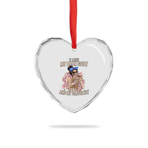 Reading Skeleton Heart Crystal Glass Ornament I Like My Books Spicy And My Coffee Icy Book and Coffee Lovers TS02 Print Your Wear