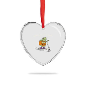 Ready For Halloween Frog Heart Crystal Glass Ornament Funny Frog Scooter Pumpkin Costume Gift TS14 Print Your Wear