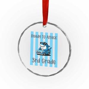 Ready To Attack 3rd Grade Crystal Glass Ornament Funny Shark Driving Car Back To School