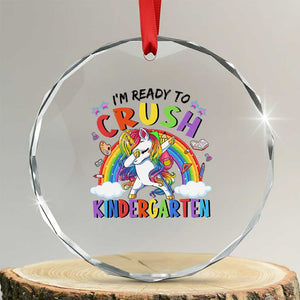 Ready to Crush Kindergarten Cute Girls Crystal Glass Ornament First Day Back to School