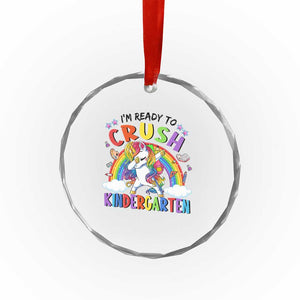 Ready to Crush Kindergarten Cute Girls Crystal Glass Ornament First Day Back to School