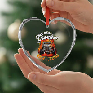 Real Grandpas Drive Hotrods Heart Crystal Glass Ornament Vintage 1932 Hotrod