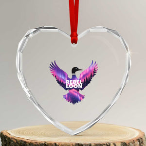 Rebel Loon Aurora Northern Lights Heart Crystal Glass Ornament Minnesota Night Sky Politcal Resistance TS02 Transparent Glass 3'' Heart Print Your Wear