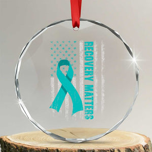 Recovery Matter Sobriety Anniversary Sober AA NA Crystal Glass Ornament Vintage American Flag TS11 Transparent Glass 3'' Circle Print Your Wear