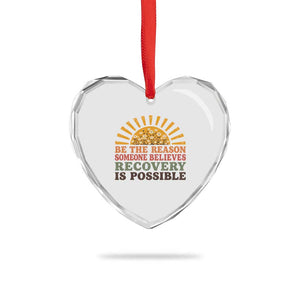Recovery Sobriety Heart Crystal Glass Ornament Sober Life Believes Recovery is Possible Hippie Vintage Graphic