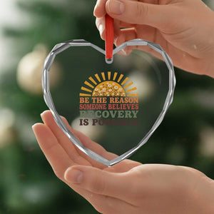 Recovery Sobriety Heart Crystal Glass Ornament Sober Life Believes Recovery is Possible Hippie Vintage Graphic