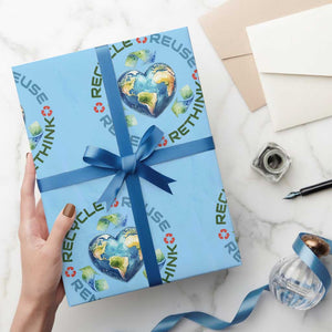 Recycle Reuse Renew Rethink Wrapping Paper Roll Zero Waste Life TS12 Light Blue Print Your Wear