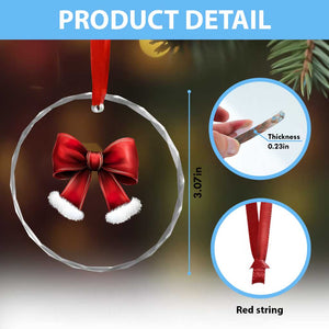 Red Coquette Bow Santa Retro Xmas Vibe Crystal Glass Ornament TS02 Print Your Wear