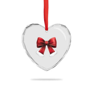 Red Coquette Bow Santa Retro Xmas Vibe Heart Crystal Glass Ornament TS02 Print Your Wear