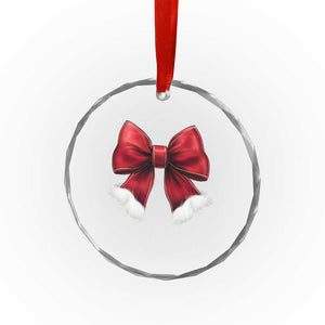 Red Coquette Bow Santa Xmas Vibe Crystal Glass Ornament TS02 Print Your Wear