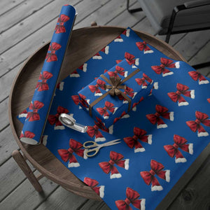 Red Coquette Bow Santa Xmas Vibe Wrapping Paper Roll TS02 Blue Print Your Wear