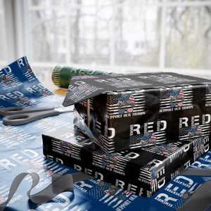 Red Friday Wrapping Paper Roll R.E.D Remember Everyone Deployed American Flag Messy Bun TS02 Black Print Your Wear