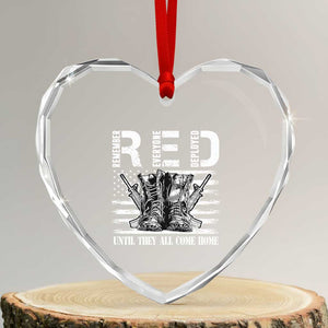 Red Friday Heart Crystal Glass Ornament R.E.D Until They All Come Home Support Troops Military Combat Boots TS02 Transparent Glass 3'' Heart Print Your Wear