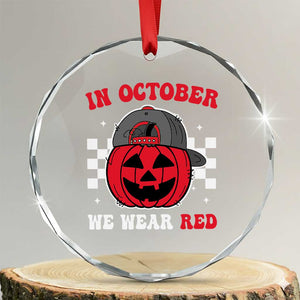 Red October Halloween Crystal Glass Ornament Vintage Philadelphia Baseball Fan Jackolantern Pumpkin TS10 Transparent Glass 3'' Circle Print Your Wear