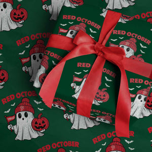Red October Halloween Ghost Wrapping Paper Roll Philadelphia Spooky Pumpkin Baseball Fan TS10 Green Print Your Wear