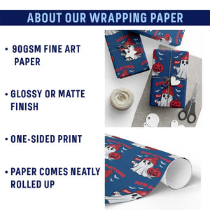 Red October Halloween Ghost Wrapping Paper Roll Philadelphia Spooky Pumpkin Baseball Fan TS10 Print Your Wear