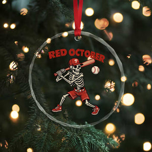 Red October Skeleton Baseball Crystal Glass Ornament Philadelphia Halloween Costume Funny TS10 Print Your Wear