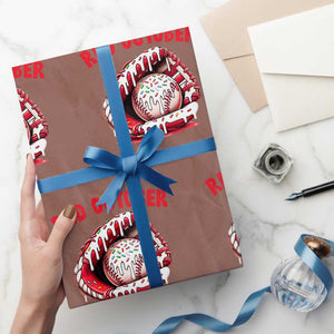 Red October Wrapping Paper Roll Baseball Drip Ice Cream Sprinkles Baseball Glove TS10 Mocha Print Your Wear
