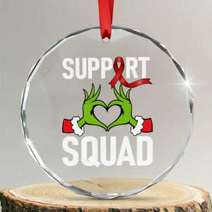 Red Ribbon AIDS Awareness Crystal Glass Ornament Elf Hand Christmas HIV Support TS14 Transparent Glass 3'' Circle Print Your Wear