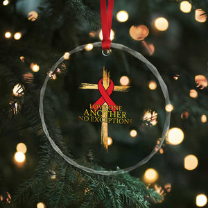 Red Ribbon Christian Crystal Glass Ornament Cross Bible Verse TS14 Print Your Wear