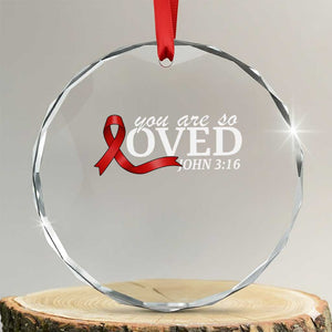 Red Ribbon Christian Crystal Glass Ornament Cross Bible Verse Inspirational Religious Faith TS14 Transparent Glass 3'' Circle Print Your Wear